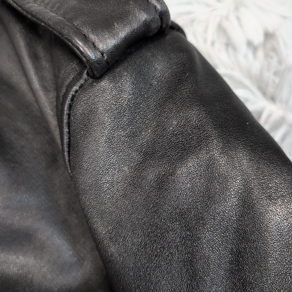 Vintage Yamaha Jacket Mens 38 Black Leather Softshell Moto Elbow Padded Zip Up - Picture 12 of 16